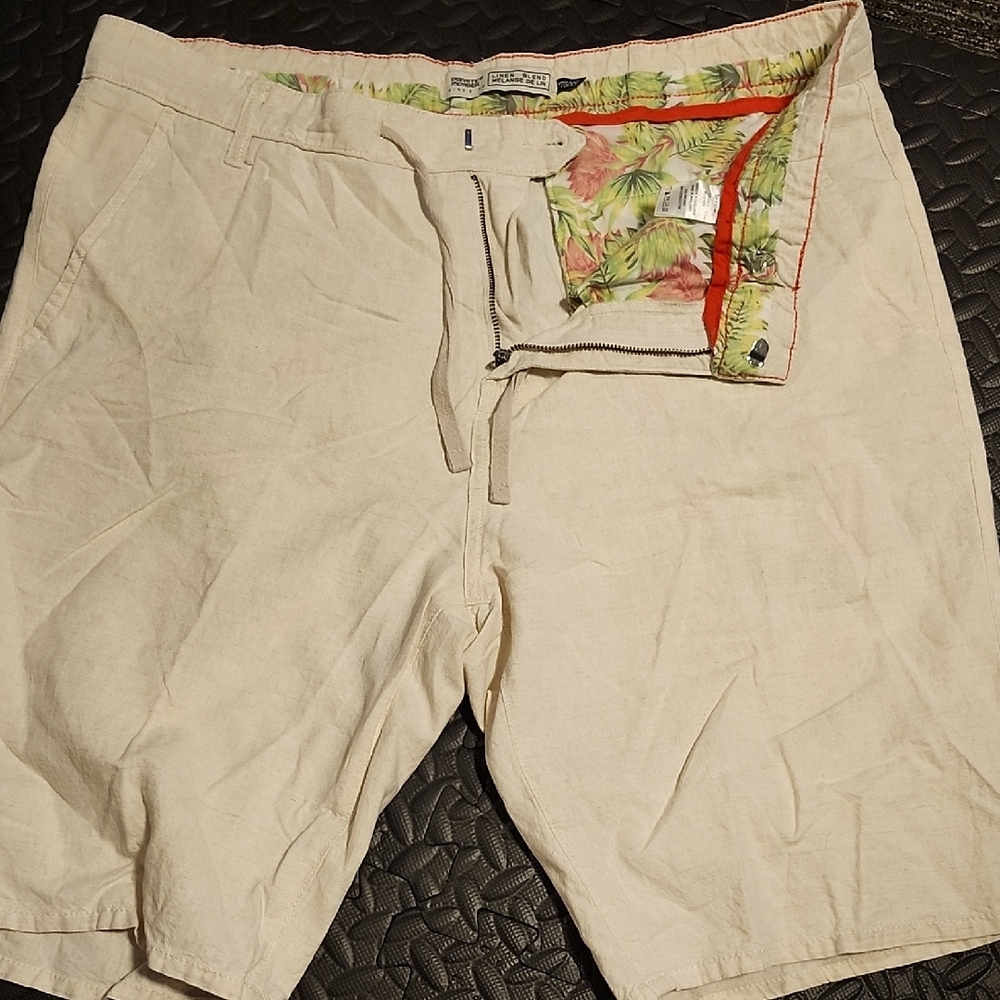 Members Only Mens Cream Flat Front Shorts Size XXL Casual Summer